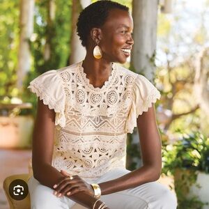 Sundance Antique White (Cream) Alhambra Top, NWT, L